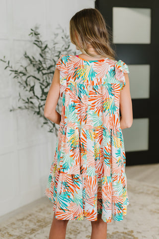 Bless Your Love Tiered Dress in Ivory, Orange and Mint-Dresses-Ave Shops-Motis & Co Boutique, Women's Fashion Boutique in Carthage, Missouri