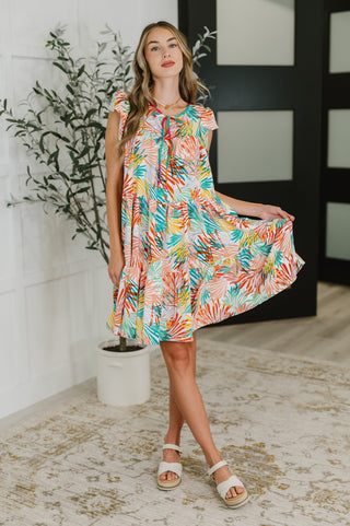 Bless Your Love Tiered Dress in Ivory, Orange and Mint-Dresses-Ave Shops-Motis & Co Boutique, Women's Fashion Boutique in Carthage, Missouri