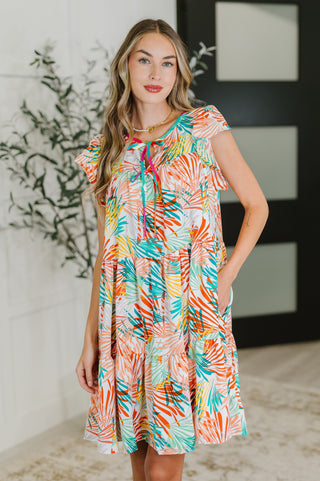 Bless Your Love Tiered Dress in Ivory, Orange and Mint-Dresses-Ave Shops-Motis & Co Boutique, Women's Fashion Boutique in Carthage, Missouri