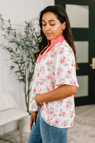 Blooming Season Split Neck Floral Blouse-Womens-Ave Shops-Motis & Co Boutique, Women's Fashion Boutique in Carthage, Missouri