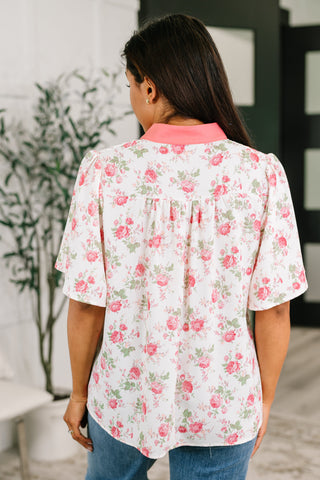 Blooming Season Split Neck Floral Blouse-Womens-Ave Shops-Motis & Co Boutique, Women's Fashion Boutique in Carthage, Missouri