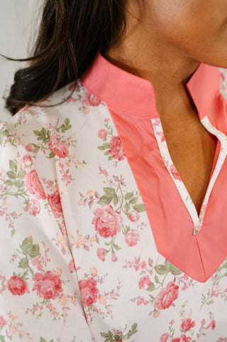 Blooming Season Split Neck Floral Blouse-Womens-Ave Shops-Motis & Co Boutique, Women's Fashion Boutique in Carthage, Missouri