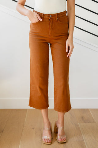 Briar High Rise Control Top Wide Leg Crop Jeans in Camel-Jeans-Ave-Motis & Co Boutique, Women's Fashion Boutique in Carthage, Missouri