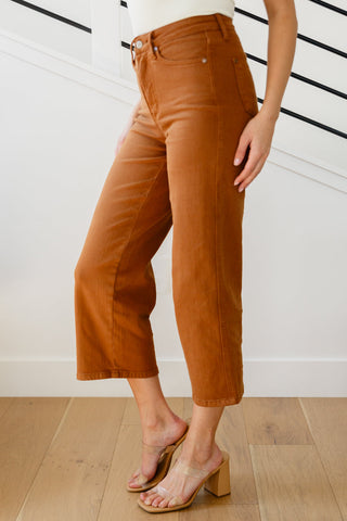 Briar High Rise Control Top Wide Leg Crop Jeans in Camel-Jeans-Ave-Motis & Co Boutique, Women's Fashion Boutique in Carthage, Missouri