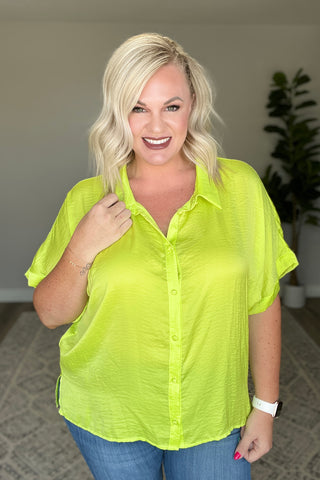 Bright Idea Button Down in Citrus-Short Sleeves-Ave-Motis & Co Boutique, Women's Fashion Boutique in Carthage, Missouri