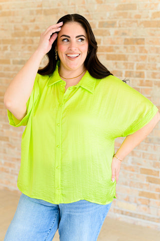 Bright Idea Button Down in Citrus-Short Sleeves-Ave-Motis & Co Boutique, Women's Fashion Boutique in Carthage, Missouri