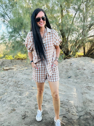 Cara Checkered Top and Short Set-Shorts-Very J-Motis & Co Boutique, Women's Fashion Boutique in Carthage, Missouri