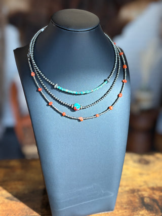 Heishi Turquoise and Sterling Silver Necklace-Necklaces-Bijoux-Motis & Co Boutique, Women's Fashion Boutique in Carthage, Missouri