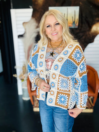 Colby Crochet Granny Square Cardigan-Scarf-POL-Motis & Co Boutique, Women's Fashion Boutique in Carthage, Missouri