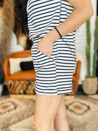 Jack Striped Stretched Waist Knit Shorts-Shorts-blu pepper-Motis & Co Boutique, Women's Fashion Boutique in Carthage, Missouri
