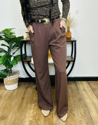Spencer Pleated Wide Leg Pants - Brown-Pants-Hem & Thread-Motis & Co Boutique, Women's Fashion Boutique in Carthage, Missouri