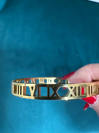 Gold Water Resistant Bangle Bracelet | The Roman-Bracelets-Accessories Galore-Motis & Co Boutique, Women's Fashion Boutique in Carthage, Missouri