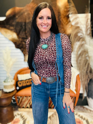 Lisa Leopard Long Sleeve Mesh Top-Long Sleeves-Turquoise Haven-Motis & Co Boutique, Women's Fashion Boutique in Carthage, Missouri