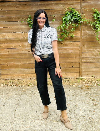 Madie Western Print Short Sleeve Blouse-Short Sleeves-Howdy Hanny-Motis & Co Boutique, Women's Fashion Boutique in Carthage, Missouri