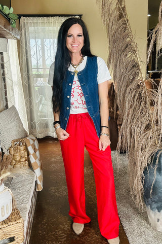 Crew Relaxed Red Drawstring Pants-Pants-HYFVE-Motis & Co Boutique, Women's Fashion Boutique in Carthage, Missouri