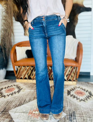 Aiden High Rise Double Button Jeans-Jeans-Risen-Motis & Co Boutique, Women's Fashion Boutique in Carthage, Missouri
