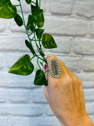 Hada Sterling Silver Oblong Concho Ring-Rings-Motis & CO-Motis & Co Boutique, Women's Fashion Boutique in Carthage, Missouri