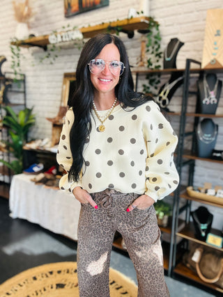 Landon Polka Dot Fleece Pullover-Pullovers-Papermoon-Motis & Co Boutique, Women's Fashion Boutique in Carthage, Missouri