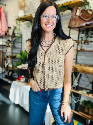 Chloe Crochet Boxy Vest-Short Sleeves-blu pepper-Motis & Co Boutique, Women's Fashion Boutique in Carthage, Missouri