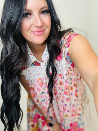 Kelsie Mix Print Tiered Dress-Dresses-BiBi-Motis & Co Boutique, Women's Fashion Boutique in Carthage, Missouri