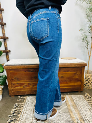 Riggin Wide Leg Cuffed Jeans-Jeans-Risen-Motis & Co Boutique, Women's Fashion Boutique in Carthage, Missouri