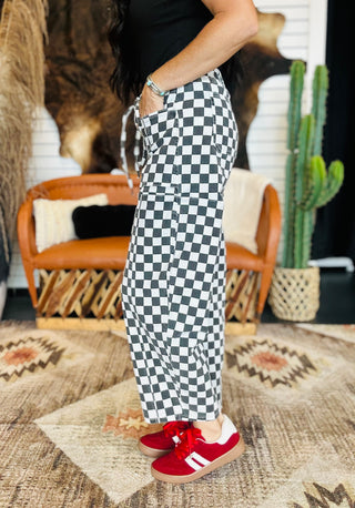 Fast Lane Black and White Barrel Jeans-Jeans-sterling kreek-Motis & Co Boutique, Women's Fashion Boutique in Carthage, Missouri