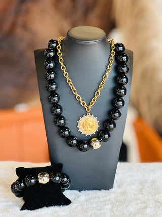 Savannah Chunky Black Beaded Bracelet-Bracelets-What's Hot-Motis & Co Boutique, Women's Fashion Boutique in Carthage, Missouri