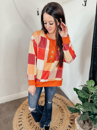 Patchwork Dreams Long Sleeve Top-Long Sleeves-Bibi-Motis & Co Boutique, Women's Fashion Boutique in Carthage, Missouri