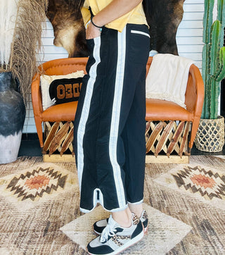 Troy Black Cropped Track Pants
