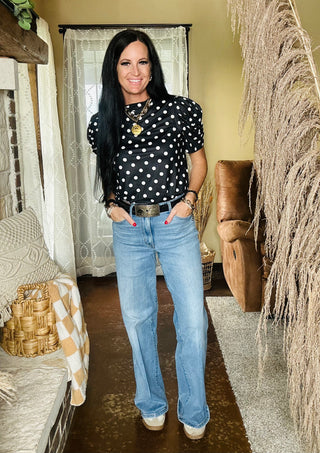 Dot Darling Short Sleeve Top-Short Sleeves-sterling kreek-Motis & Co Boutique, Women's Fashion Boutique in Carthage, Missouri