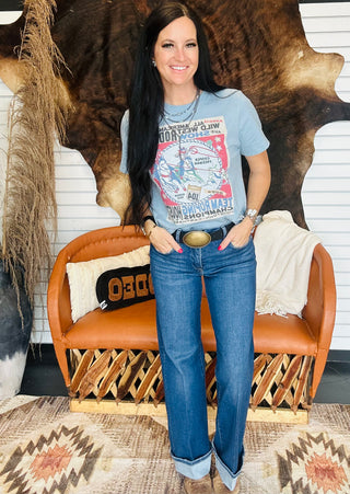 XOXO Houston Team Roper Boxy Graphic Tee-Graphic Tees-XOXO ART & Co-Motis & Co Boutique, Women's Fashion Boutique in Carthage, Missouri