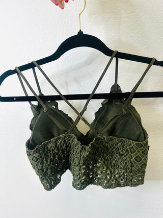 Cherish Olive Crochet Lace Bralette-Tanks-MOTIS-Motis & Co Boutique, Women's Fashion Boutique in Carthage, Missouri