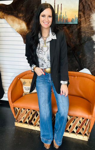 Desi Chiffon Pearl Snap Western Blouse-Long Sleeves-Lucky & Blessed-Motis & Co Boutique, Women's Fashion Boutique in Carthage, Missouri