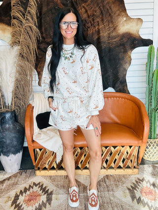 Cali Cowboy Boot Fleece Short Set-Sets-Urban Daizy-Motis & Co Boutique, Women's Fashion Boutique in Carthage, Missouri