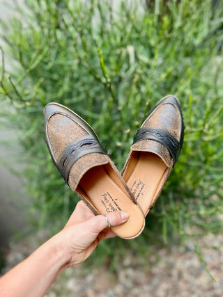 Whitney Black Two Tone Western Mule - Agave Sky