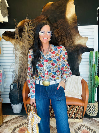 Corinne Chiffon Western Hat Blouse