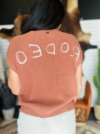 Aurora Brown Knit Boot Stitch Pocket Sweater-Short Sleeves-Lucky & Blessed-Motis & Co Boutique, Women's Fashion Boutique in Carthage, Missouri