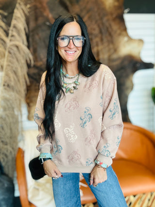 Clara Cowboy Print Sweatshirt