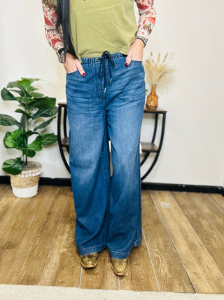Wade Wide Leg Judy Blue Palazzo Jeans-Pants-Judy Blue-Motis & Co Boutique, Women's Fashion Boutique in Carthage, Missouri