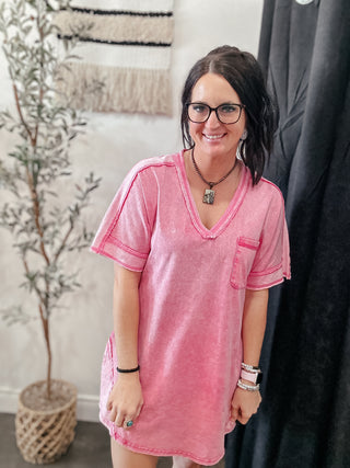 Stepping Out Casual T-Shirt Dress Pink-Dresses-Very J-Motis & Co Boutique, Women's Fashion Boutique in Carthage, Missouri