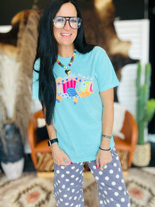 Patchwork Fish Catch Ya Later Tee-Graphic Tees-MOTIS-Motis & Co Boutique, Women's Fashion Boutique in Carthage, Missouri
