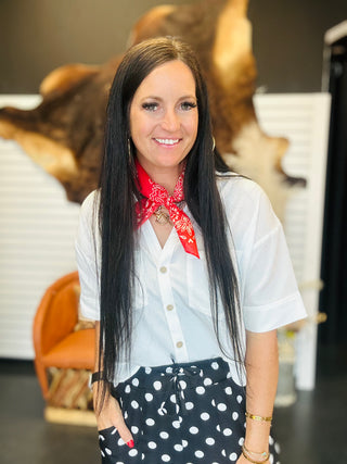 XOXO Red and White Bandana Scarf