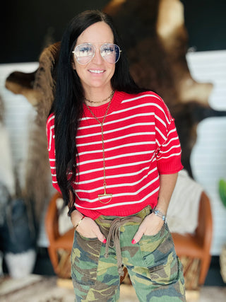 Ava Drop Shoulder Short Sleeve Sweater-Short Sleeves-blu pepper-Motis & Co Boutique, Women's Fashion Boutique in Carthage, Missouri