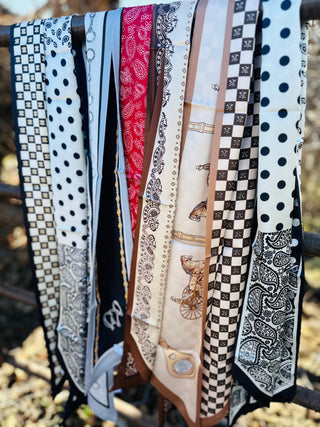 Horse Bit Grey Twilly Satin Scarf