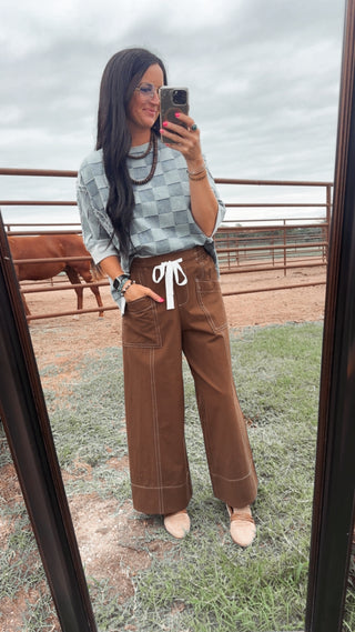 Jonah Wide Leg Brown Pants-Pants-Jodifl-Motis & Co Boutique, Women's Fashion Boutique in Carthage, Missouri