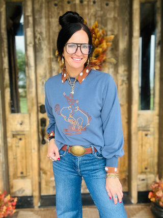 Hold Your Horses Mock Neck Sweatshirt