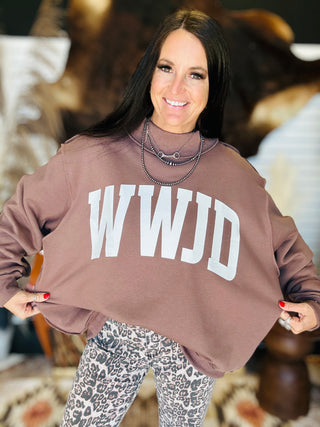 Amen WWJD Reversible Mock Neck Sweatshirt-graphic Sweatshirt-BucketList-Motis & Co Boutique, Women's Fashion Boutique in Carthage, Missouri