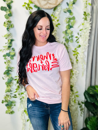 Merry and Bright Pink Graphic Tee-Graphic Tees-P&PD-Motis & Co Boutique, Women's Fashion Boutique in Carthage, Missouri