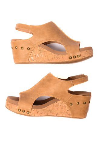 Carley Wedge Sandals in Caramel Smooth-Wedges-Ave Shops-Motis & Co Boutique, Women's Fashion Boutique in Carthage, Missouri