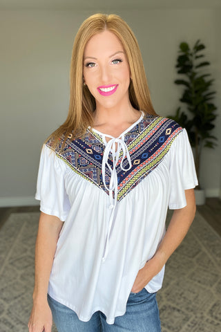 Casually Boho Keyhole Neckline Top-Short Sleeves-Ave-Motis & Co Boutique, Women's Fashion Boutique in Carthage, Missouri